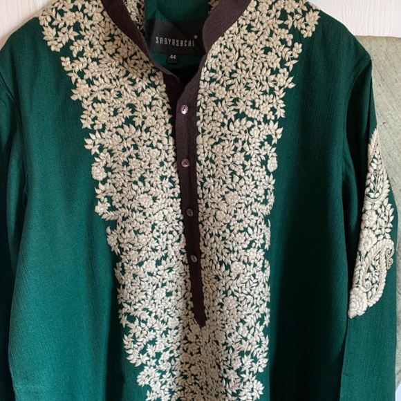 Men’s Sabyasachi Kurta with shawl set green and cream. Perfect condition - Picture 2 of 14